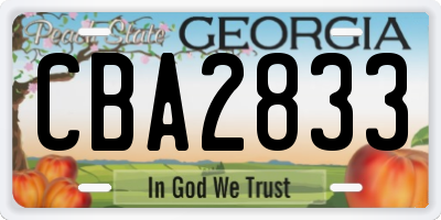 GA license plate CBA2833