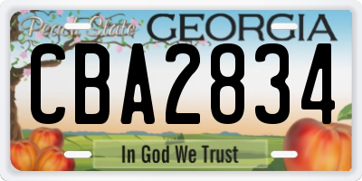 GA license plate CBA2834