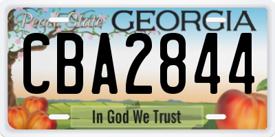 GA license plate CBA2844
