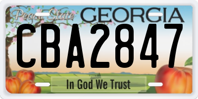 GA license plate CBA2847