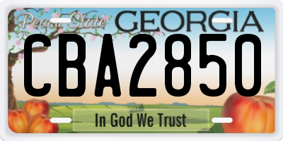 GA license plate CBA2850