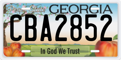 GA license plate CBA2852