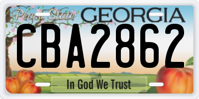 GA license plate CBA2862
