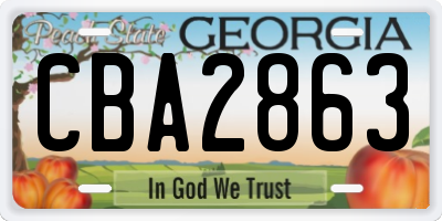 GA license plate CBA2863