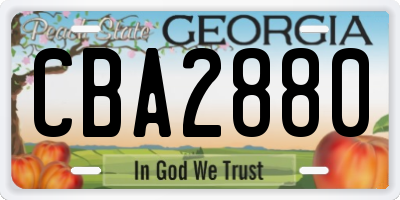 GA license plate CBA2880