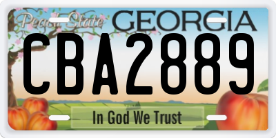 GA license plate CBA2889