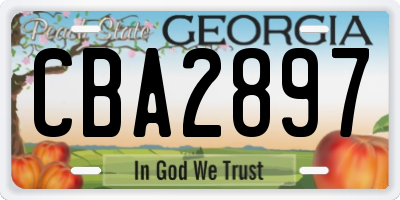GA license plate CBA2897