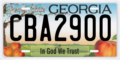 GA license plate CBA2900
