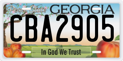 GA license plate CBA2905