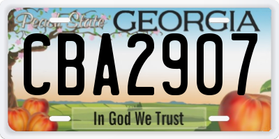 GA license plate CBA2907