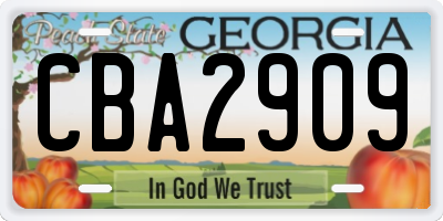 GA license plate CBA2909