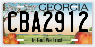 GA license plate CBA2912