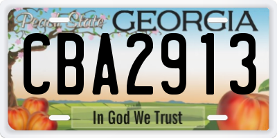 GA license plate CBA2913