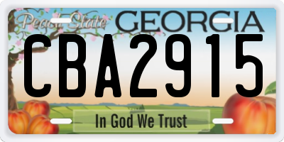 GA license plate CBA2915