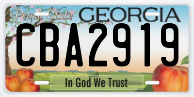 GA license plate CBA2919
