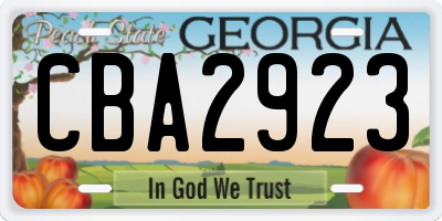 GA license plate CBA2923