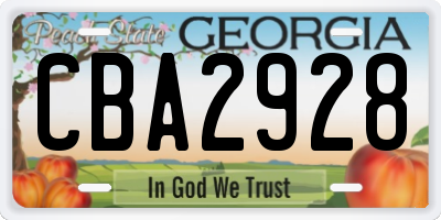 GA license plate CBA2928