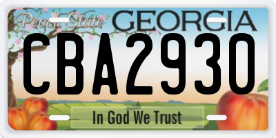 GA license plate CBA2930
