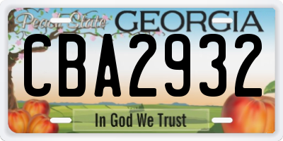 GA license plate CBA2932
