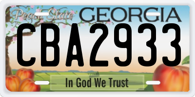 GA license plate CBA2933