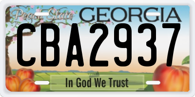 GA license plate CBA2937