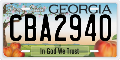 GA license plate CBA2940