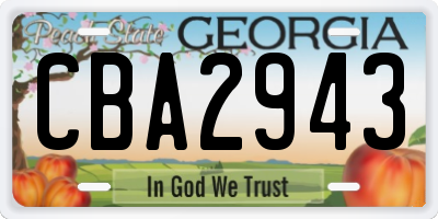 GA license plate CBA2943