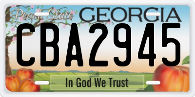 GA license plate CBA2945