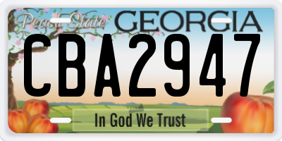 GA license plate CBA2947