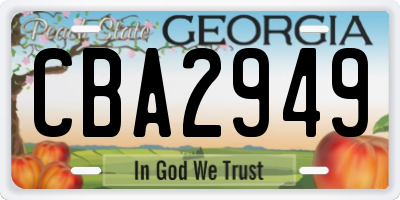 GA license plate CBA2949