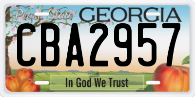 GA license plate CBA2957