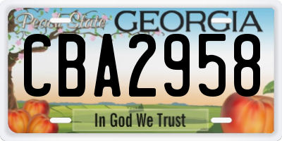 GA license plate CBA2958