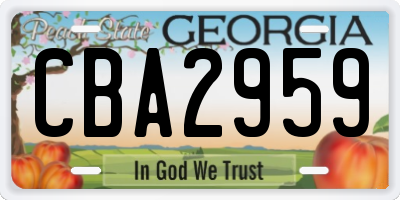 GA license plate CBA2959