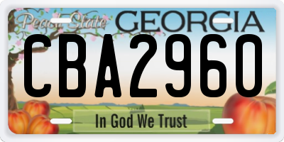 GA license plate CBA2960