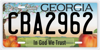 GA license plate CBA2962