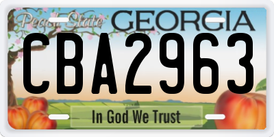 GA license plate CBA2963