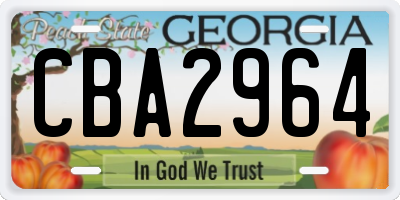 GA license plate CBA2964