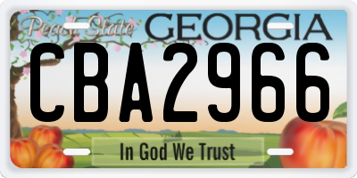 GA license plate CBA2966