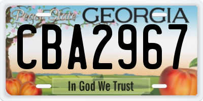 GA license plate CBA2967