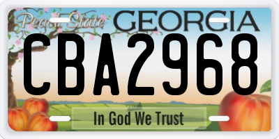 GA license plate CBA2968