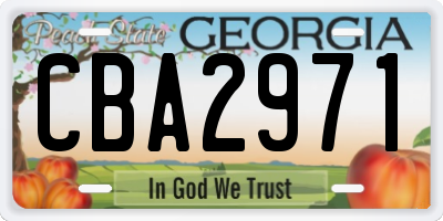 GA license plate CBA2971
