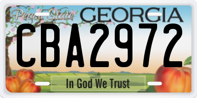 GA license plate CBA2972
