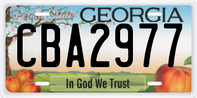 GA license plate CBA2977