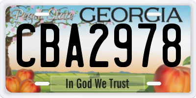 GA license plate CBA2978