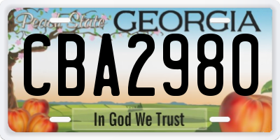 GA license plate CBA2980