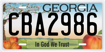 GA license plate CBA2986
