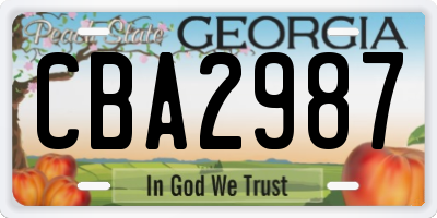 GA license plate CBA2987