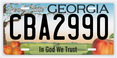 GA license plate CBA2990