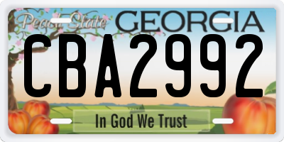 GA license plate CBA2992