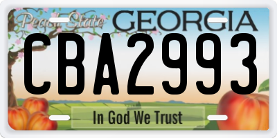 GA license plate CBA2993